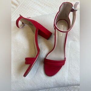 KENNETH COLE Reaction Lolita Red Strappy Suede Heel Sandals Women’s NEVER USED!!